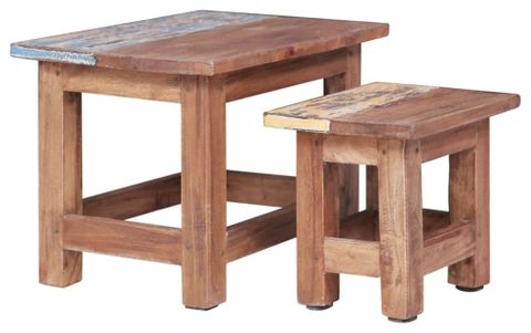 Enhance Your Space with vidaXL’s 2-Piece Reclaimed Wood Nesting Tables